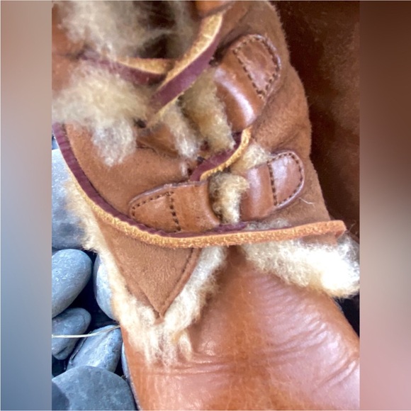 Børn Shearling Lined Leather Lace Up Boots Womens Size 7 Brown Cozy Boho - Picture 9 of 14